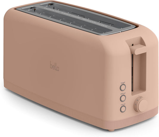 bella 4 Slice Slim Toaster, Fits-anywhere™ Kitchenware, 6 Setting Shade Control with Reheat & Cancel Buttons, Fits Sourdough, 10” Long Slot, Anti Jam & Auto Shutoff, 900 Watt, Blossom