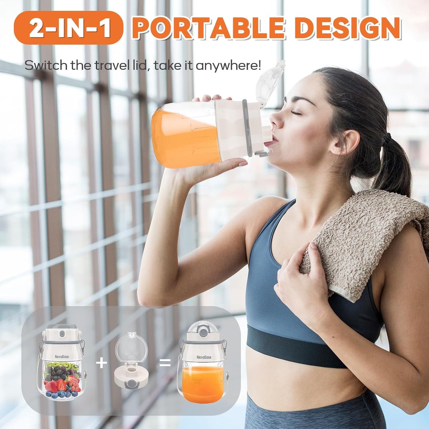 Portable Blender Personal Juicer for Shakes and Smoothies - 27 OZ Electric Protein Shaker Bottle with Insulated Sleeve, Travel Lid, USB-C Rechargeable - Mini Small Blender Cup for Kitchen, Office, Gym