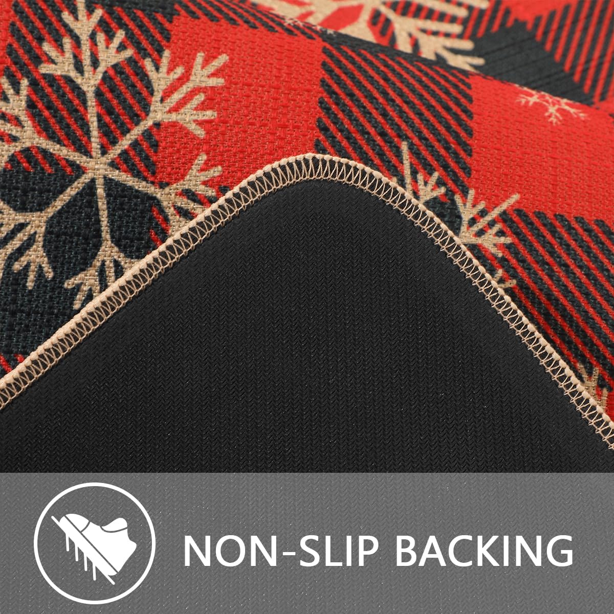 Larponder Christmas Snow Snowflake Kitchen Mats Set of 2, Non-Slip Absorbent Rug and Door Mats, Home Decor Kitchen Floor Rugs for Winter - 17x24 and 17x48 Inch