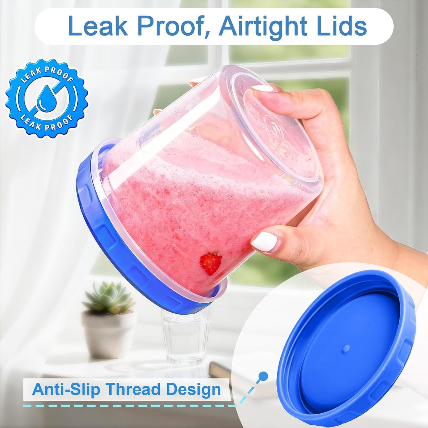 6 Pcs 16 oz Plastic Deli Containers with Screw Lids, Freezer Storage Containers Reusable 2 Cup Food Storage Container with Pen & Brush for Snack Salad Fruit, Microwave & Dishwasher Safe