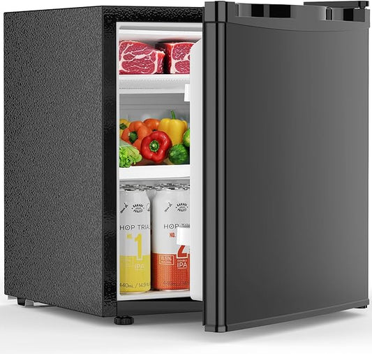 1.6 Cu.ft Mini Fridge with Freezer, Compact Single Reversible Door Refrigerator, Adjustable Thermostat, Ultra Quiet, Energy Efficient for Office, Dorm, Bedroom, Apartment -Black