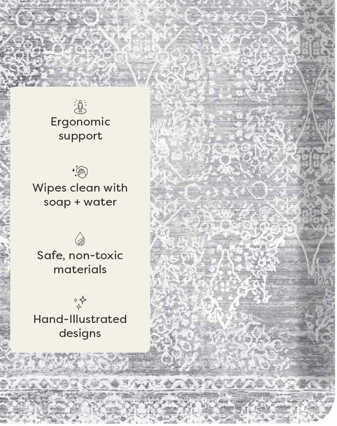 House of Noa Nama Standing Mat – Anti-Fatigue Cushioned Kitchen Mats for Floor | Ergonomic Bounce-Back Foam Kitchen Mats | Anti-Fatigue Mats for Kitchen & Standing | Minerals Quartz | 30" x 108"