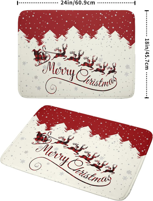 Christmas Moose Dish Drying Mat 18x24 for Winter Santa Claus Kitchen Counter Decor Absorbent Reversible Microfiber Deers Animal Dishes Pad Dish Drainer Rack Mats Kitchen Accessories
