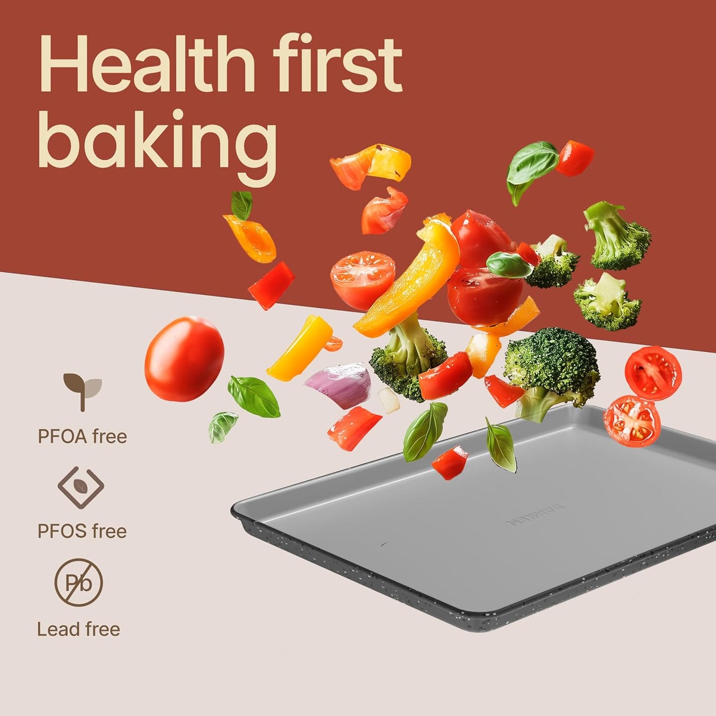 Bakken 8-Piece Stackable Bakeware Set - Ceramic Non-Stick Coating, Baking Sheets, Assorted Baking Pans, PTFE, PFOA & PFOS Free - Healthy Baking, Ergonomic Handles, Cooling Rack, Non-Toxic, Oven-Safe