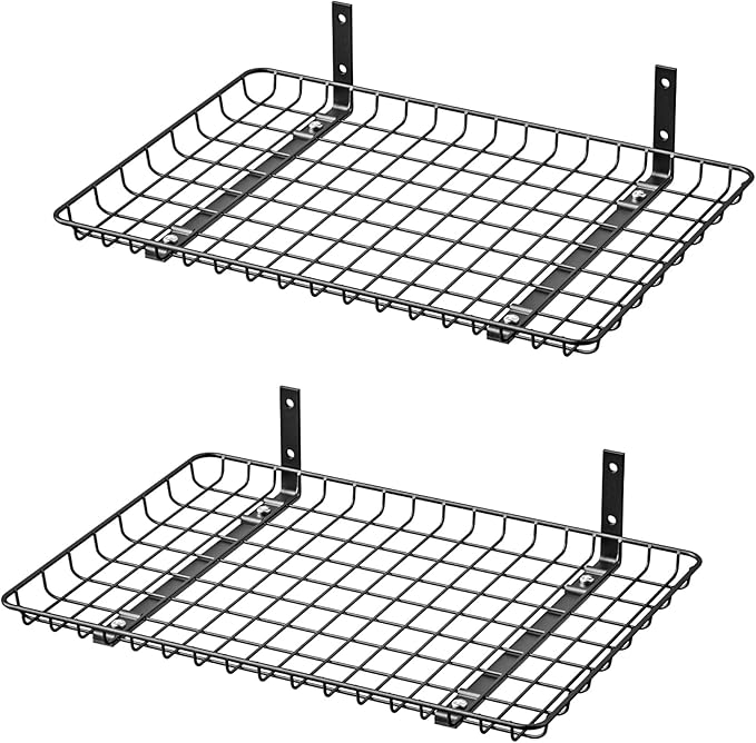 Ultrawall Wall Mounted Storage Shelf, Garage Wall Shelves 24x12 Inch, Metal Shelf Rack, Heavy-Duty Wall Organizer for Closet, Kitchen, Laundry Room 2 Pack, Black