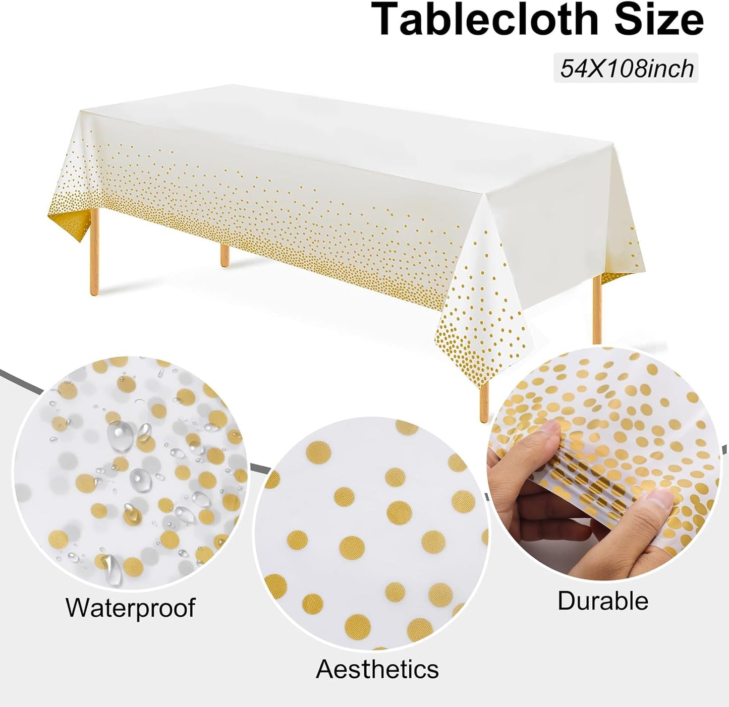 Festiva 176Pcs White and Gold Plastic Plates - White with Gold Rim Fall Dinnerware Set - 25Guest include Plates Cups Cutlery Napkins for Fall Party&Wedding& New Year&Thanksgiving