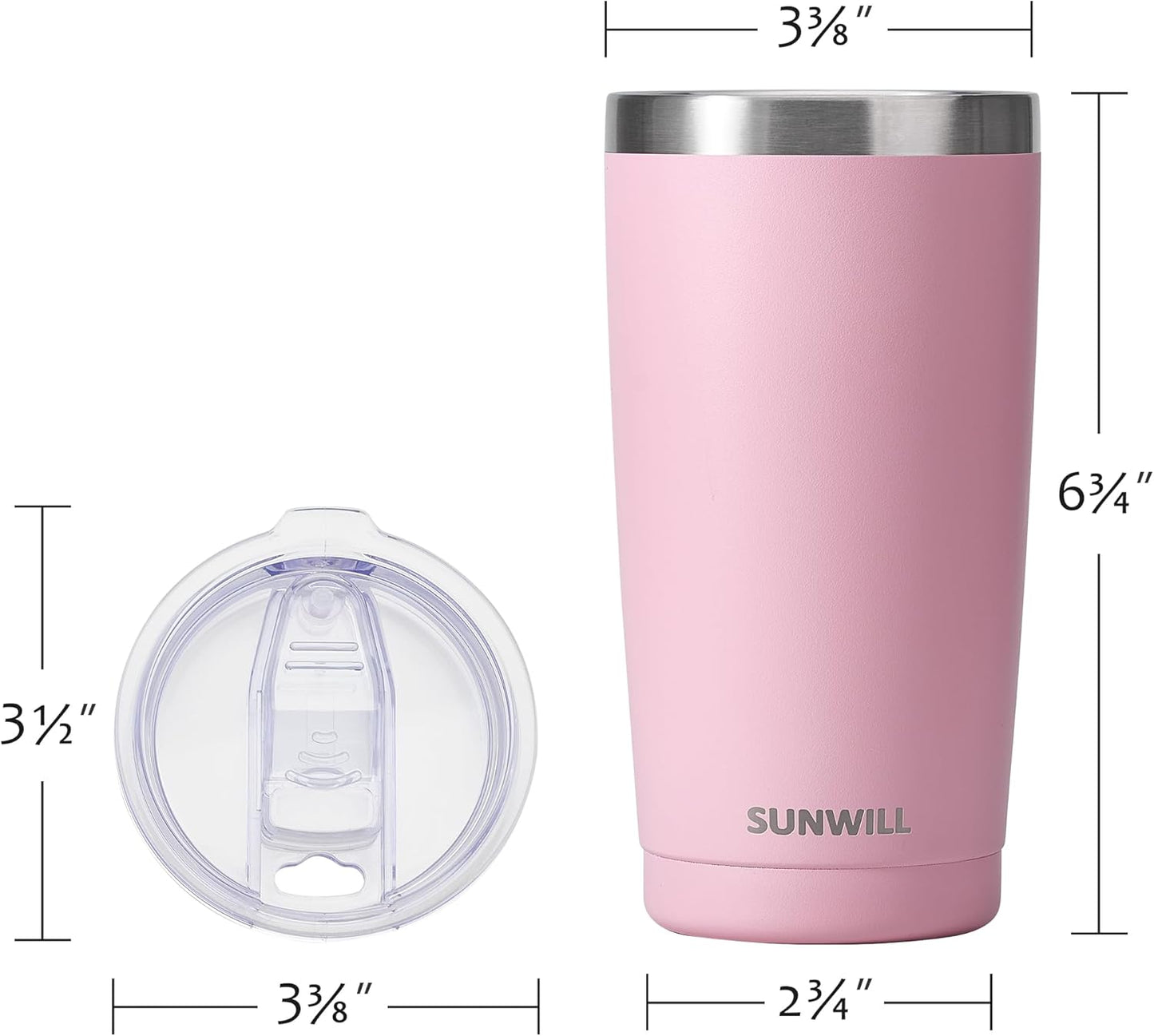 SUNWILL Travel Coffee Tumbler 20 oz, Insulated Mug with Lid, Stainless Steel Cup for Hot and Cold Drinks, Powder Coated Sakura