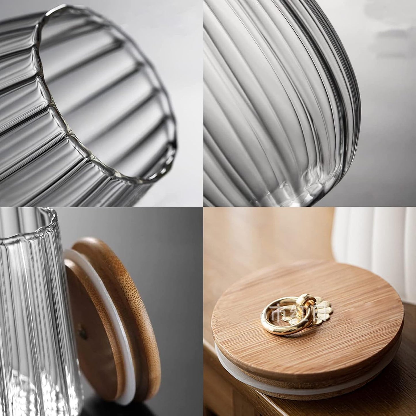 Viovian Glass Storage Jar with Lid and Spoon 22 FL OZ Clear Candy Glass Canister Cute Decorative Jars for Food Sugar Coffee Beans Tea 650ml