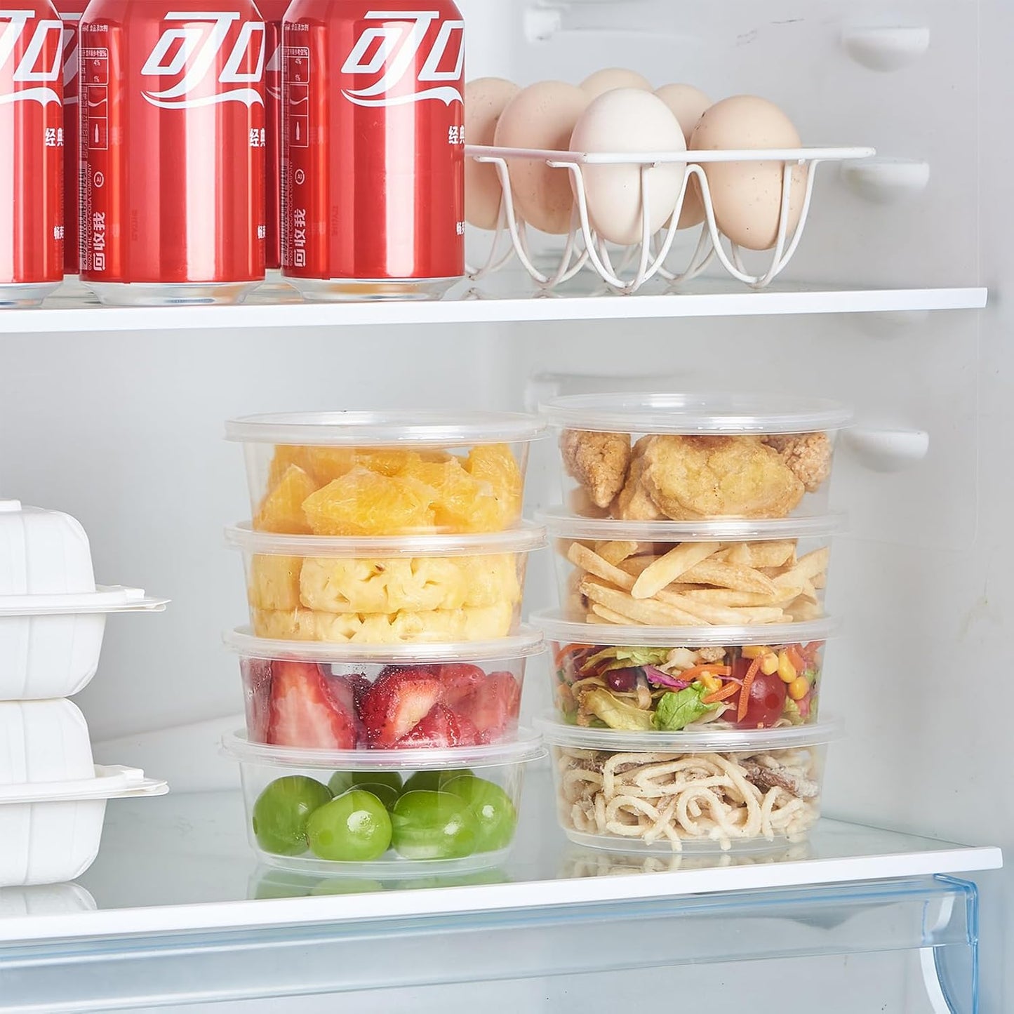 [150 Set - 8 oz. Plastic Deli Food Storage Containers With Lids Disposable Clear Small Togo Containers