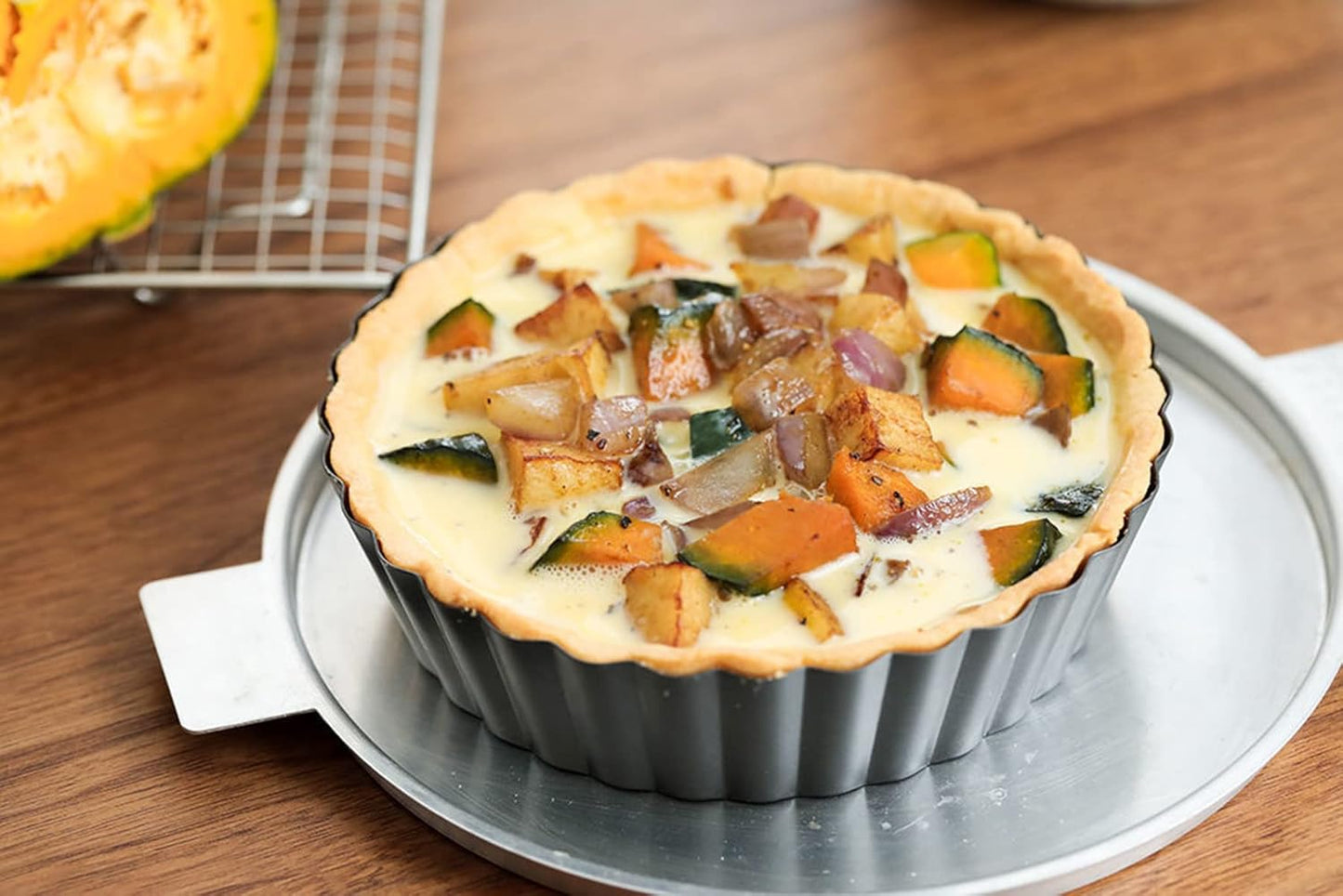 Tosnail 9.5" x 2" Nonstick Tart Pan Quiche Pan Pie Pan with Removable Bottom