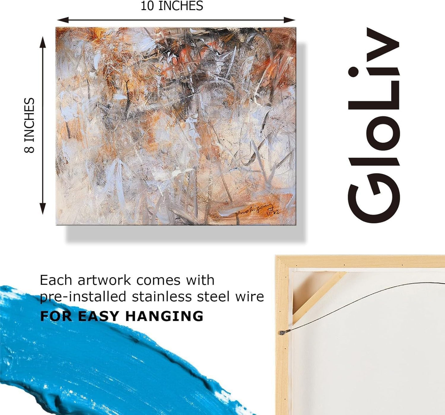Gloliv Canvas Wall Art – Abstract Wall Decor Painting, Artist-Authorized Reproduction Canvas Prints, Modern Wall Art Decor for Living Room, Bedroom, or Office 10"x8"