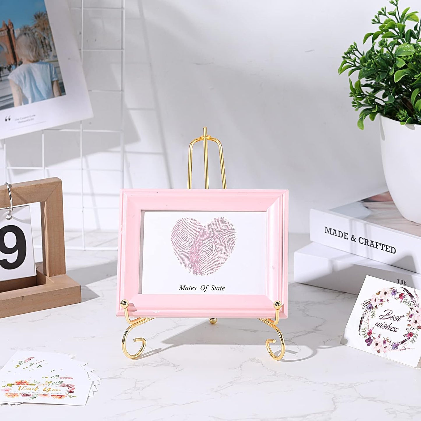 10 Pack 8 Inch Iron Plate Stands for Display, Plate Holder Display Stand, Gold Easel Stands for Photo, Picture Frame, Decorative Plate, Dish, Book and Tabletop Art (Gold, 8 Inch)