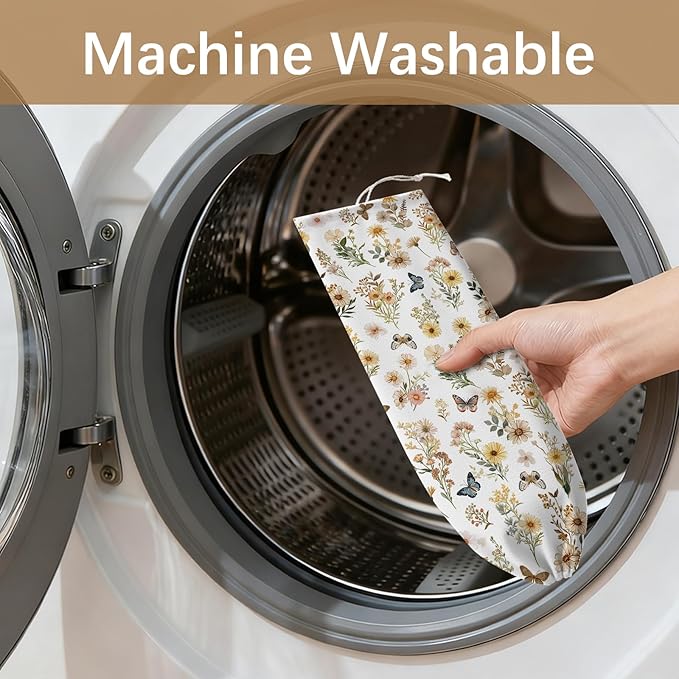 Plastic Bag Holder Butterfly Floral Bag Holder Dispenser, Plastic Grocery Bag Organizer & Wall Mount Paper Trash Bags Saver Storage for Kitchen Home Pantry Decor, Shopping Bags Storage Dispenser