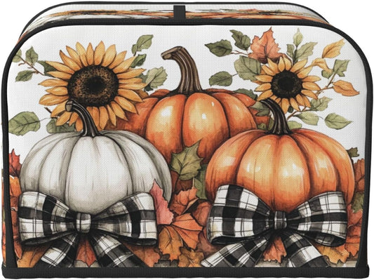 Toaster Cover 4 Slice Pumpkin Sunflower Fall Thanksgiving Kitchen Small Appliance Covers with Pockets Dust and Fingerprint Protection