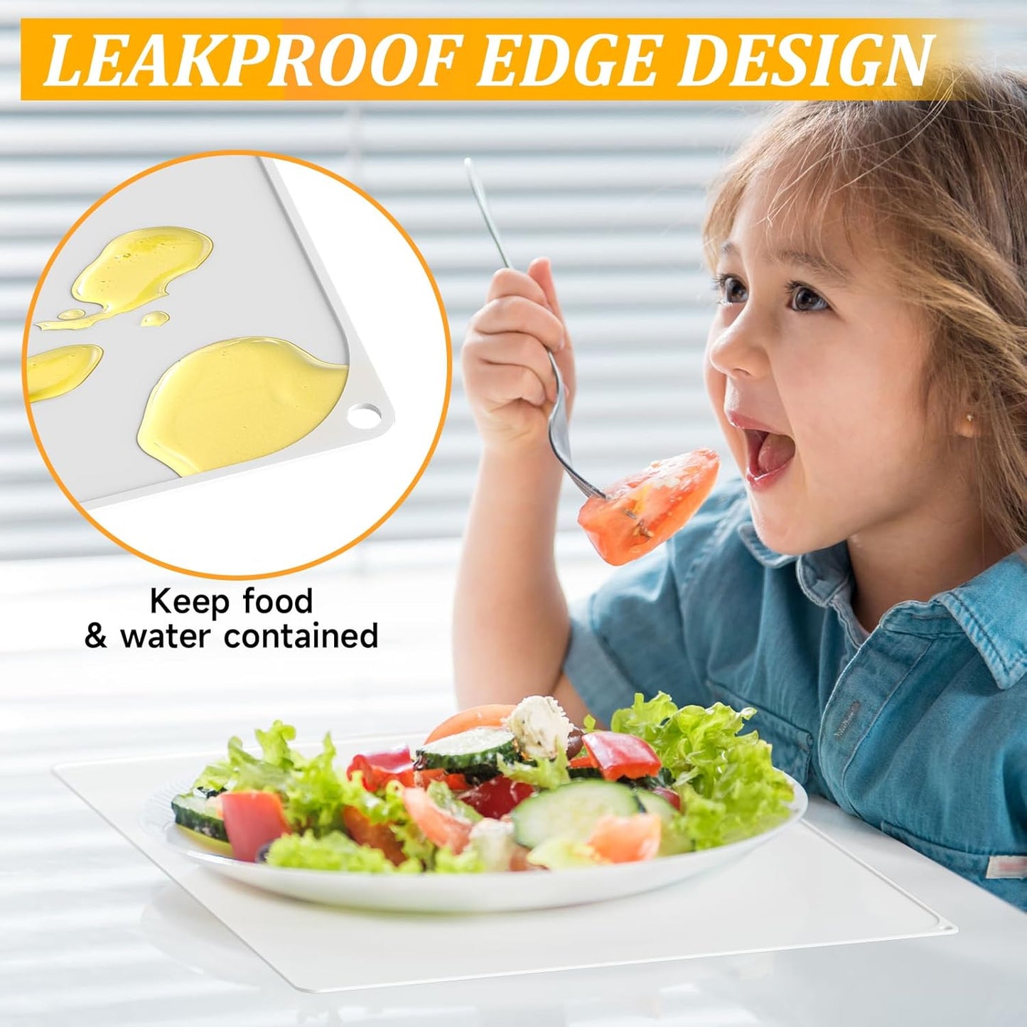 Silicone Placemats for Toddlers Baby,Food-Grade,Non-Slip,Dining,Heat Resistant Silicone Mat,Small Baking Mat,Kitchen Counter Mat,Dishwasher Safe (15.7x11.8inch-4pack, Translucent)