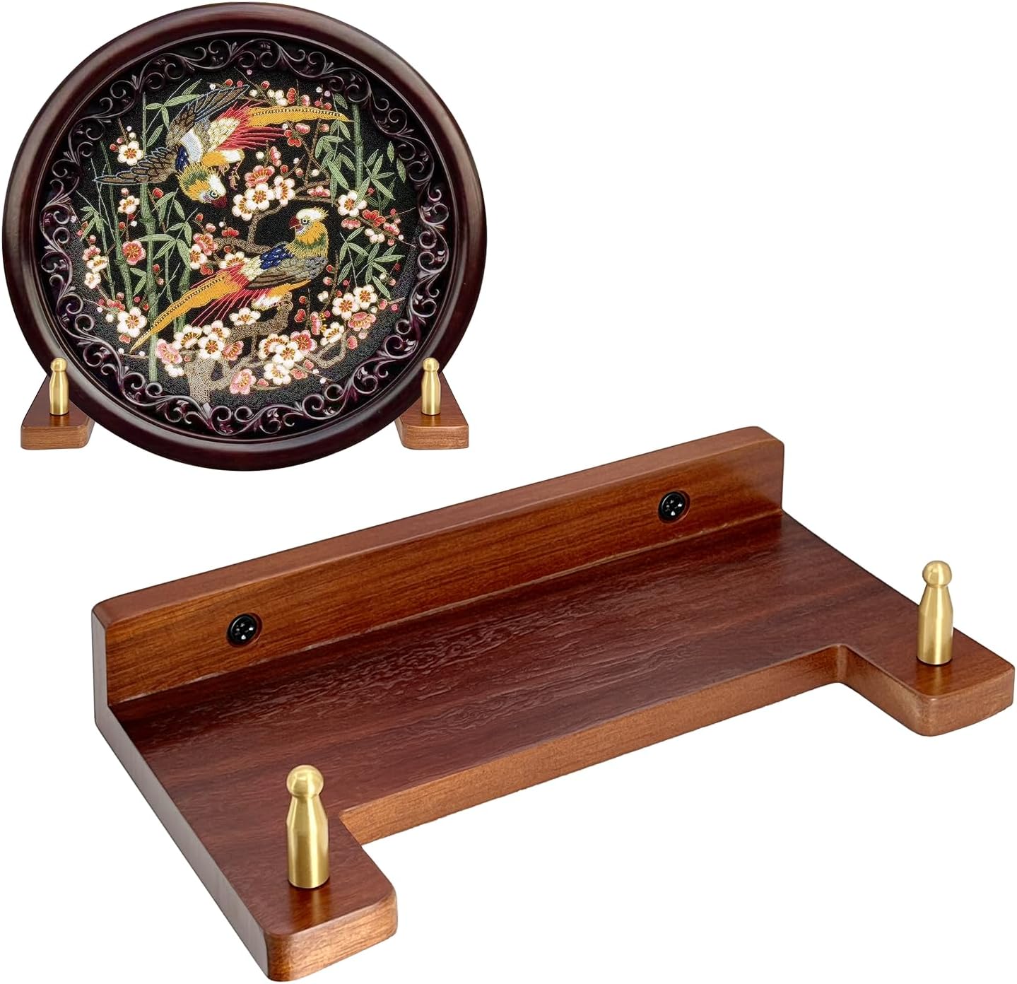 Acacia Wood Plate Hangers for The Wall - Suitable for 6-16 Inch Plates - Decorative Wall Plate Rack for Displaying Photo Frames, Bowls, Certificates & Artwork