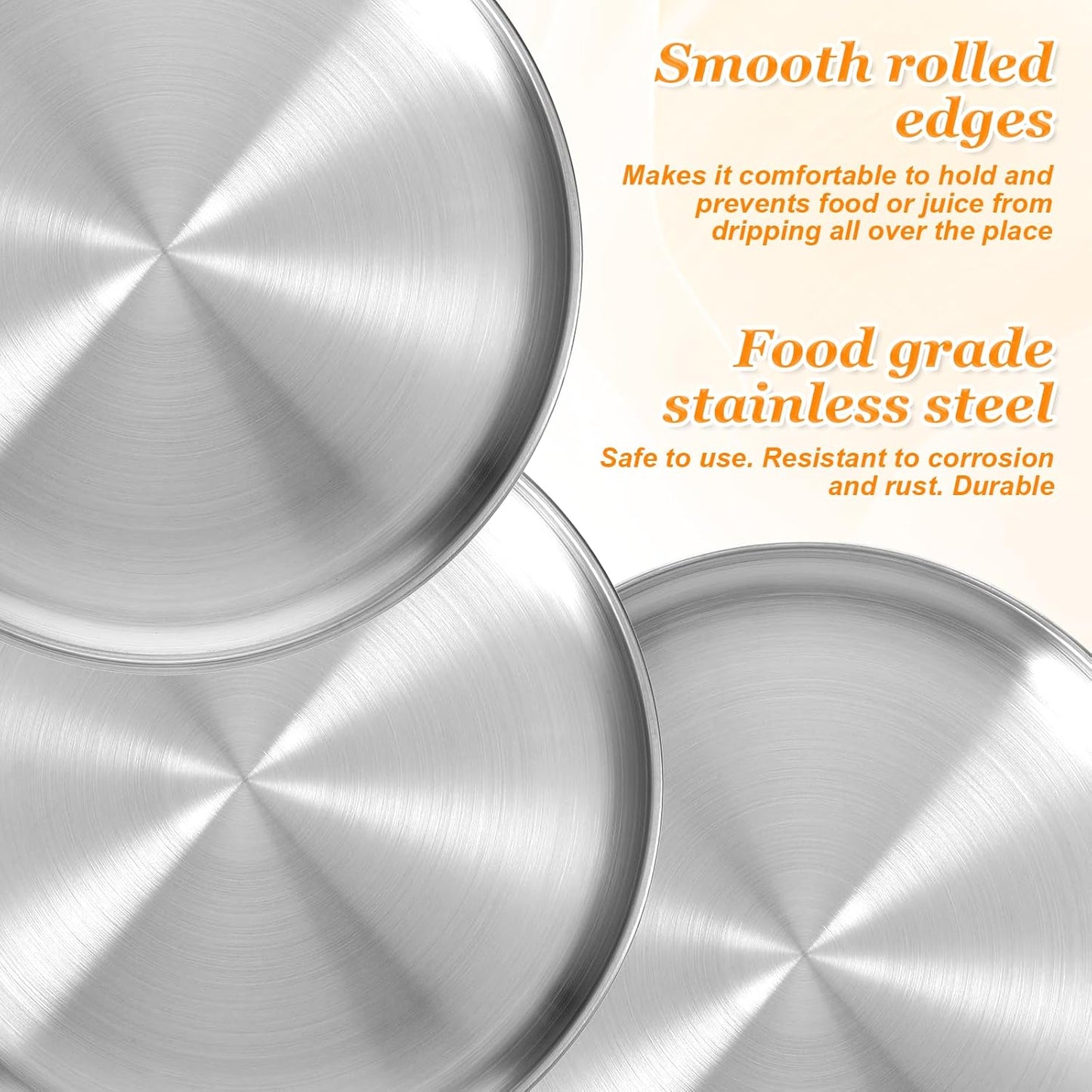 8 Pieces Stainless Steel Pizza Pan, 12 Inch Round Pizza Pans Bulk Reusable Pizza Plate Non Stick Small Pizza Pan for Oven Kitchen Home Restaurant Baking, Serving, and Displaying