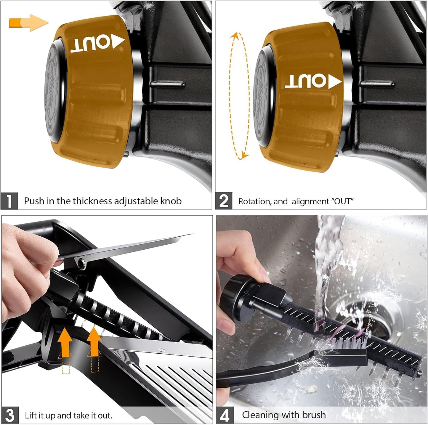 MASTERTOP Mandoline Slicer Adjustable Stainless Steel Food Slicer for Kitchen Vegetable Slicer Onion Potato Fruit French Fry Cutter Potato Chip Julienne Slicer with Cut Resistant Gloves