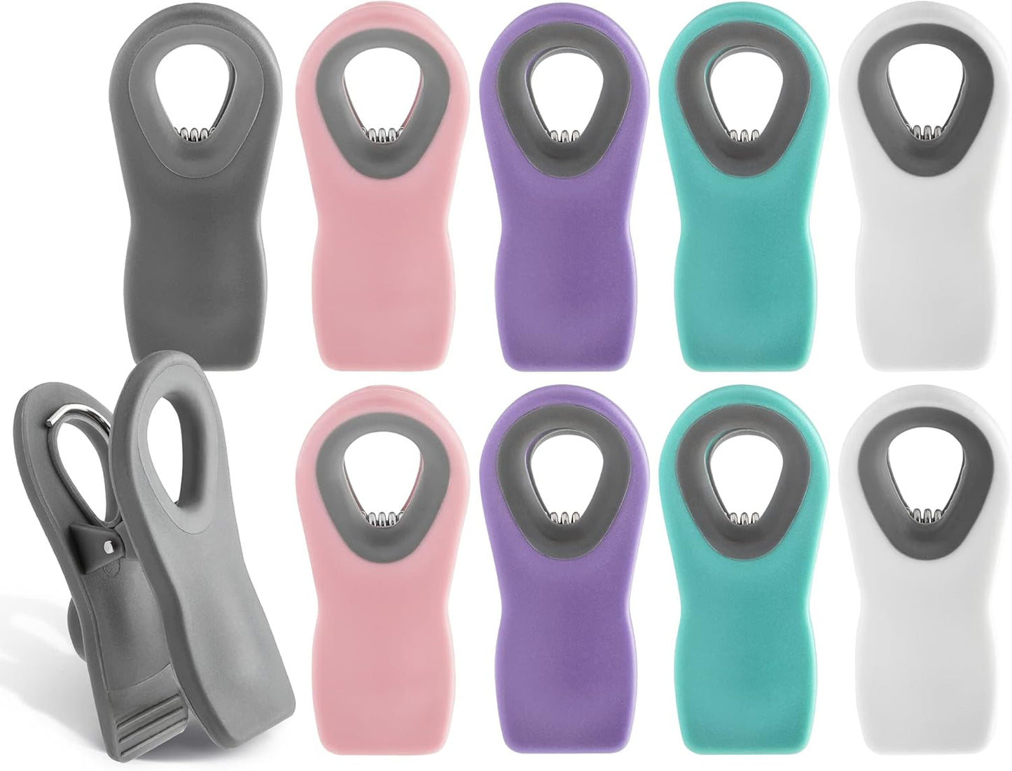 COOK WITH COLOR Bag Clips with Magnet- Food Clips, Chip Clips, Bag Clips for Food Storage with Airtight Seal Grip for Bread Bags, Snack Bags and Food Bags (Multicolor, Pack of 10)