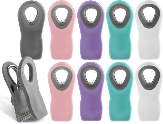 COOK WITH COLOR Bag Clips with Magnet- Food Clips, Chip Clips, Bag Clips for Food Storage with Airtight Seal Grip for Bread Bags, Snack Bags and Food Bags (Multicolor, Pack of 10)