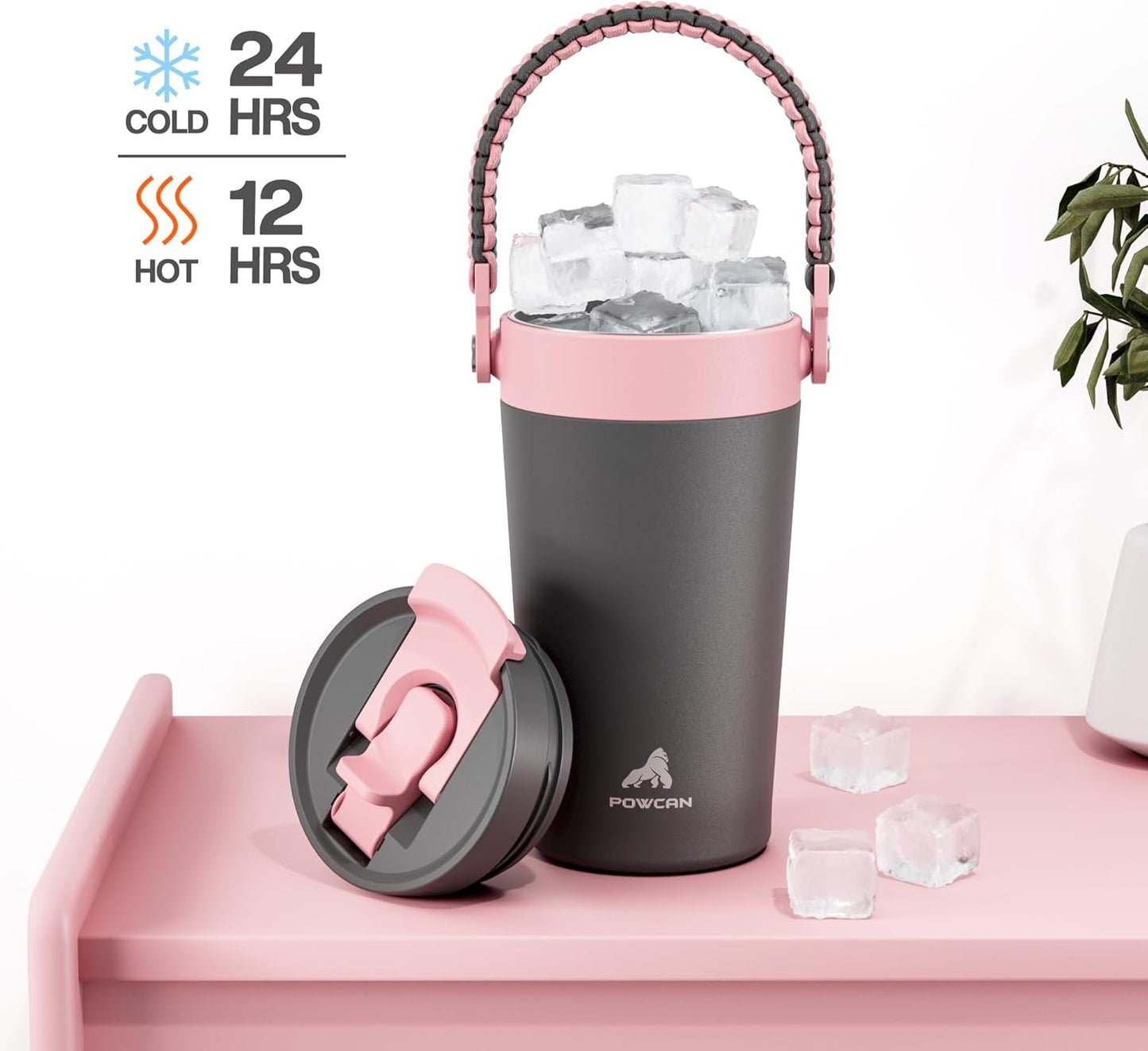 16 oz Insulated Coffee Mug for Outdoor: 2-in-1 Straw Flip Lid, Keep Cold 24H, Fit in Car Cupholder, Leakproof, Stainless Steel Coffee Tumbler with Handle for Work, Sports, Gifts and Home (Rebellion)