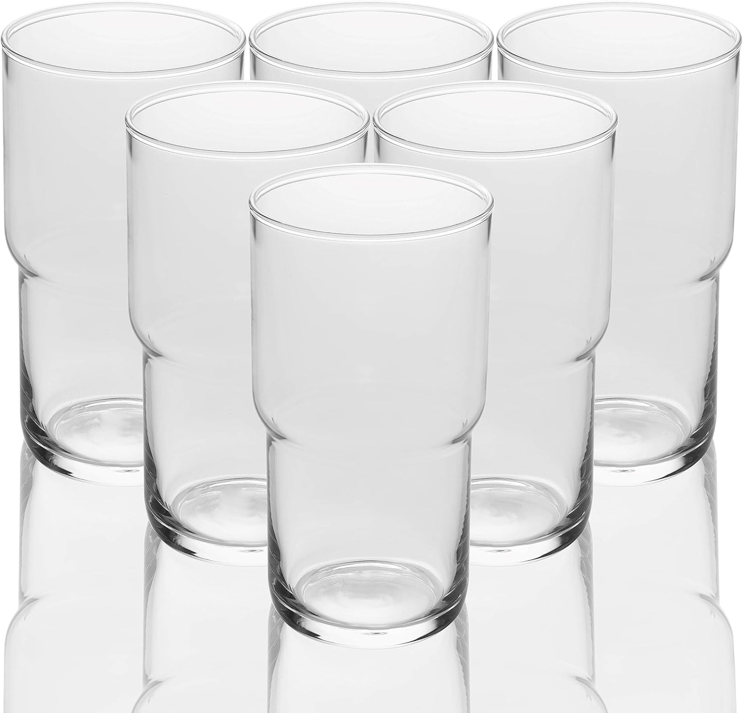 LEMONSODA Stackable Iced Coffee Glasses Set of 6, 48-15 and 21oz Drinking Glasses for Lattes, Tea, Coffee, and Water (21oz, Set of 48)(2095)