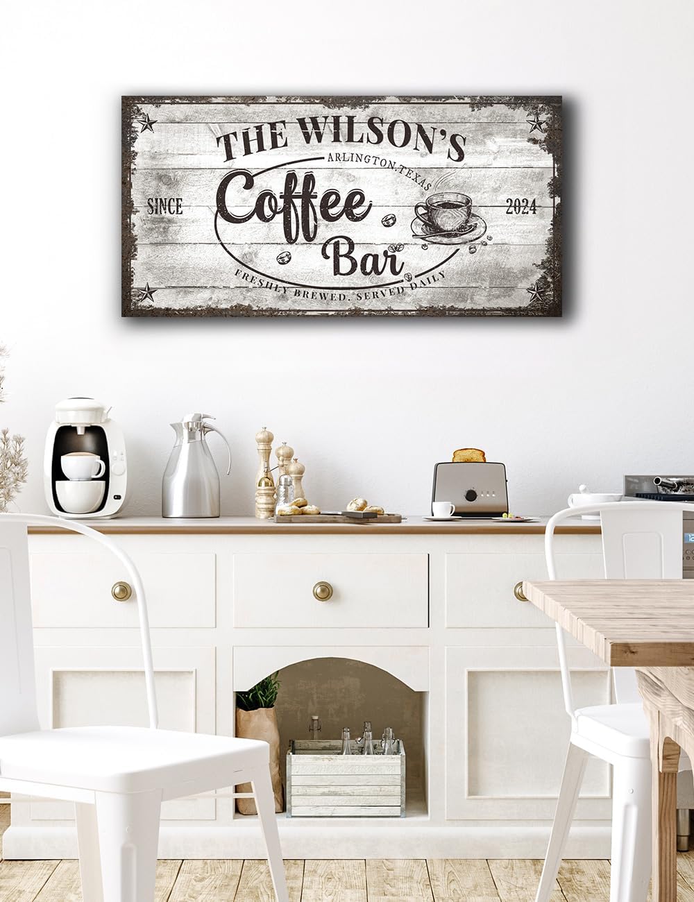 IPIC - Custom Coffee Bar Sign, Personalized Canvas Wall Art with Family Name, Vintage Coffee Station Decor, Canvas Prints Gift for Family Friend