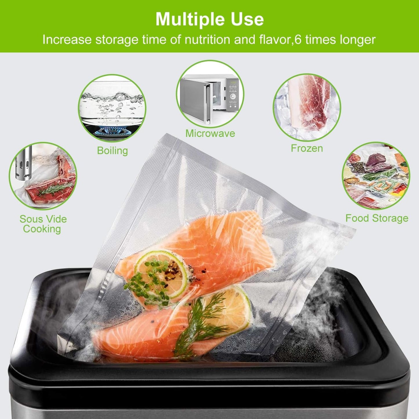 MAGIC SEAL Vacuum Sealer Bags, 3 Rolls 12’’ × 16.4’ Textured Vac Seal Bags for Food Storage, Sous Vide and Meal Prep, BPA Free, Commercial Grade - NOT Work with MAGIC SEAL MS175 Vac Sealers