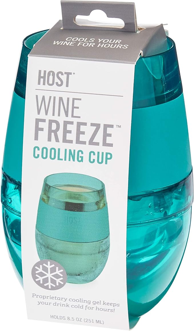 HOST Cooling Cup, Set of 1 Double Wall Insulated Freezable Drink Chilling Tumbler with Freezing Gel, Glasses for Red and White Wine, 8.5 oz, Translucent Green