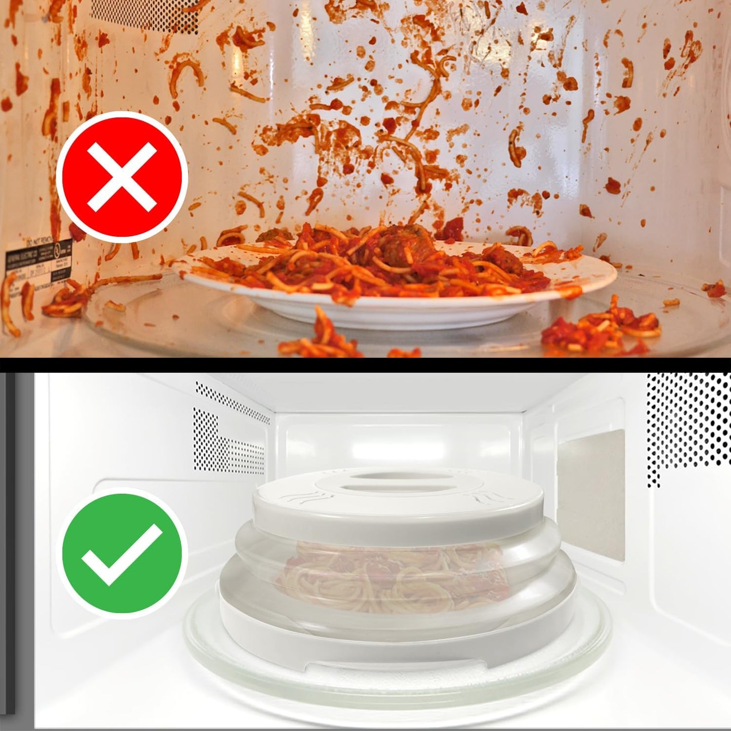 High Power Magnetic Microwave Splatter Cover with strongest magnetic grip, Collapsible 12-Inch BPA-Free Food Lid, Vented Plate Guard, Dishwasher Safe, Space-Saving Magnetic Storage - White