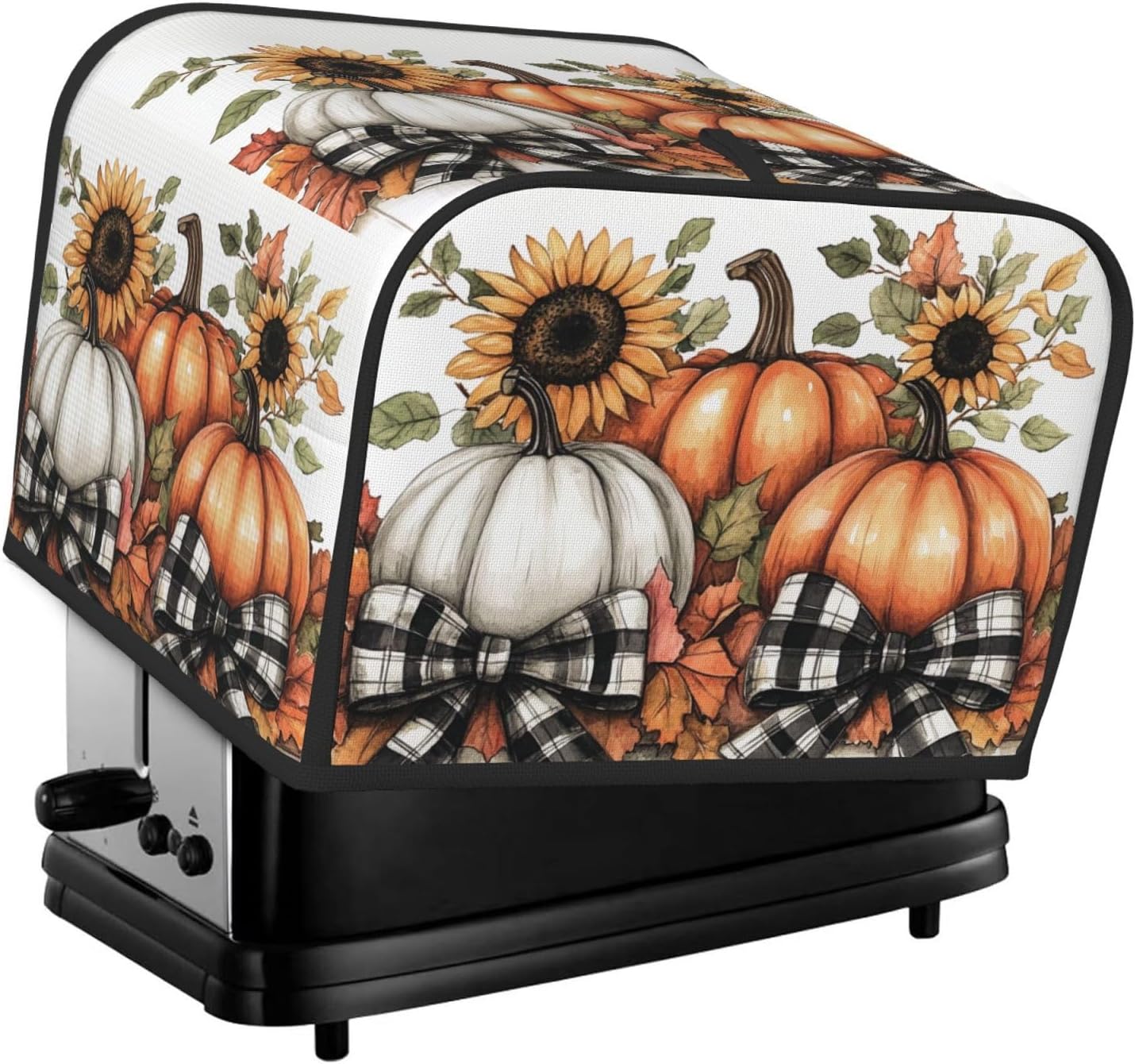 Toaster Cover 4 Slice Pumpkin Sunflower Fall Thanksgiving Kitchen Small Appliance Covers with Pockets Dust and Fingerprint Protection