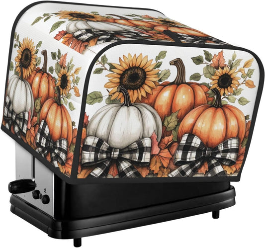 Toaster Cover 4 Slice Pumpkin Sunflower Fall Thanksgiving Kitchen Small Appliance Covers with Pockets Dust and Fingerprint Protection