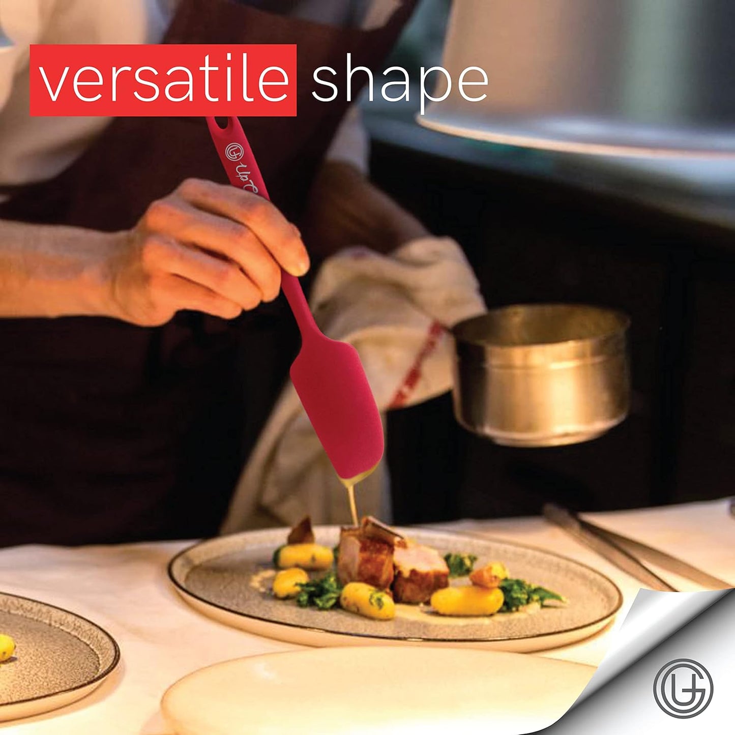 UpGood Silicone Spatula Set 600°F - High Heat Resistant Nonstick, Small and Large Kitchen Spatulas - Flexible BPA Free Professional Grade Cookware - Utensils for Cooking, Baking, Mixing(4 Pcs, Red)