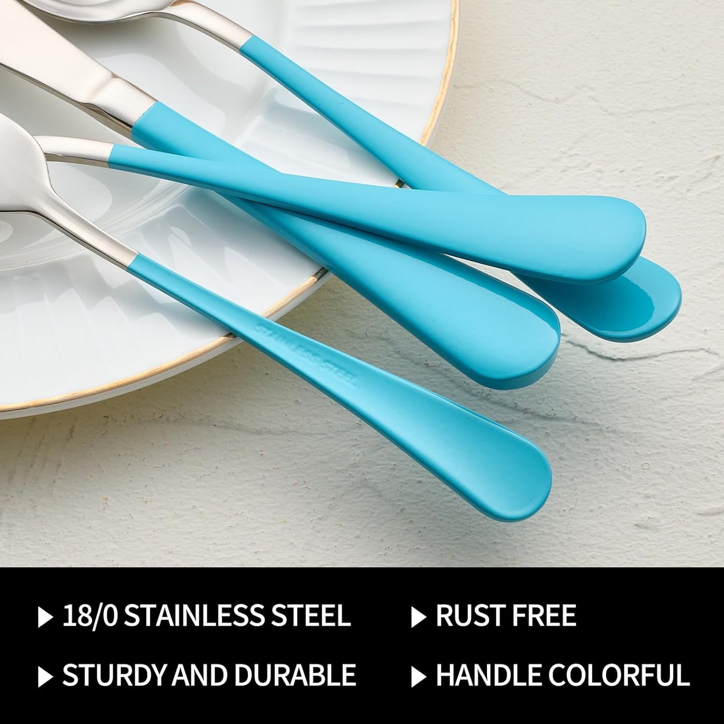 20-Pieces Blue Silverware Sets for 4,Blue Handle Stainless Steel Cutlery Set, Include Forks Spoons and Knives Set, Dishwasher Safe Utensil Sets for Home Restaurant