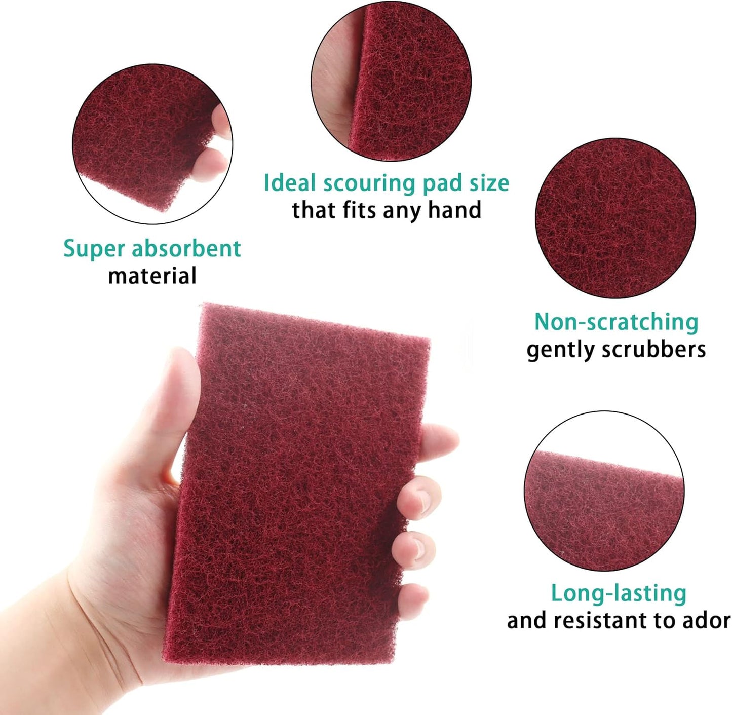 Heavy Duty Scour Pads, Non-Scratch Scrub Sponges, ULIFESTAR 5PCS Dish Scrubber Scouring Pads, Dual-Sided Reusable Household Scrub Pads for Dishes,Dish Cleaning Tool,Kitchen Scrubbers & Metal Grills