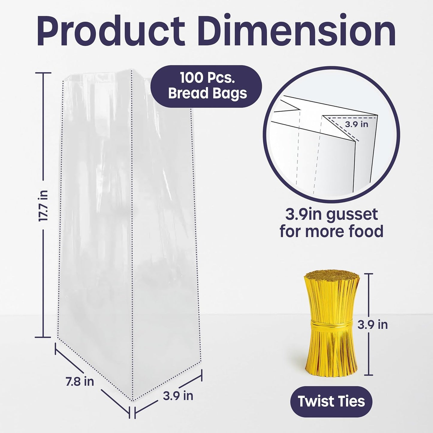 Reusable Plastic Bread Bags - 100 Pack Clear Loaf Bags for Homemade Bread - Perfect for Baked Goods Storage