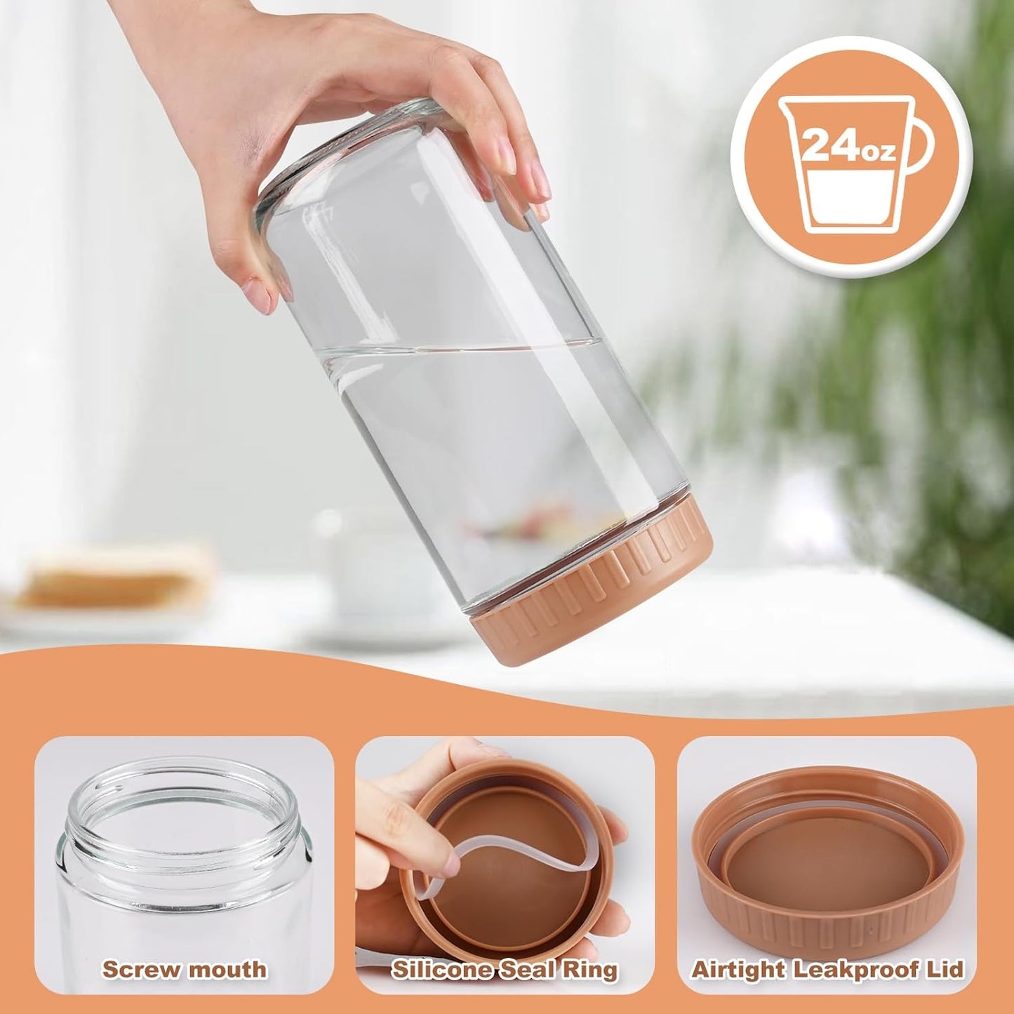 Overnight Oats Containers with Lids, 24oz Glass Jars with Lids 4 pcs, Taffy, Wide Mouth Mason jars for Salad, Yogurt, Snacks, Meal Prep