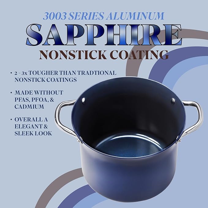 CONCORD Sapphire Nonstick 7 Quart Stock Pot Cookware Set (Induction Compatible)