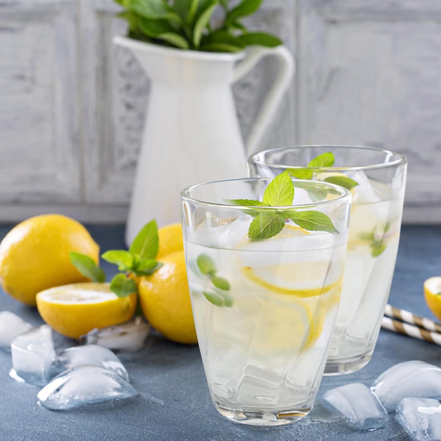 Topsky 12-ounce Plastic Water Tumblers | Set of 4 Transparent Unbreakable Drinking Glasses Clear Acrylic Reusable Juice Wine Cups for Home Picnic Party, Dishwasher Safe, Stackable