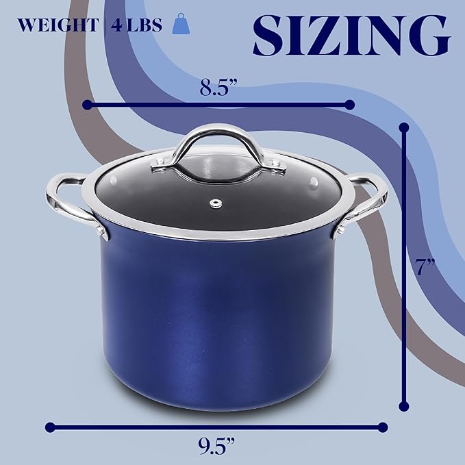 CONCORD Sapphire Nonstick 7 Quart Stock Pot Cookware Set (Induction Compatible)