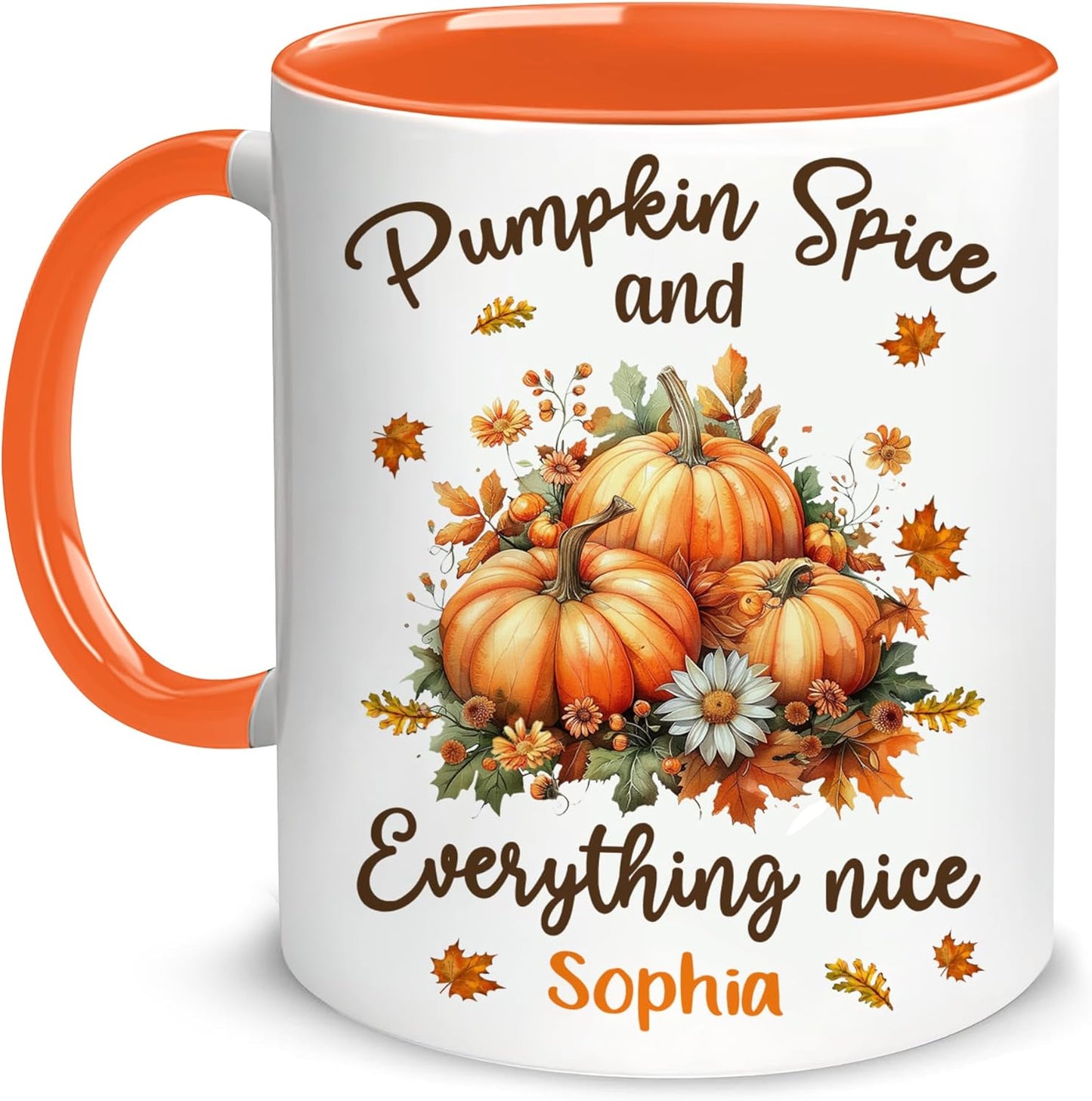 Hyturtle Personalized Fall Autumn Mug Gifts - Pumpkin Spice - Custom Name Coffee Cup Ceramic Mug 11oz 15oz - Autumn Gifts - Fall Thanksgiving Decor Gift - Birthday Christmas
