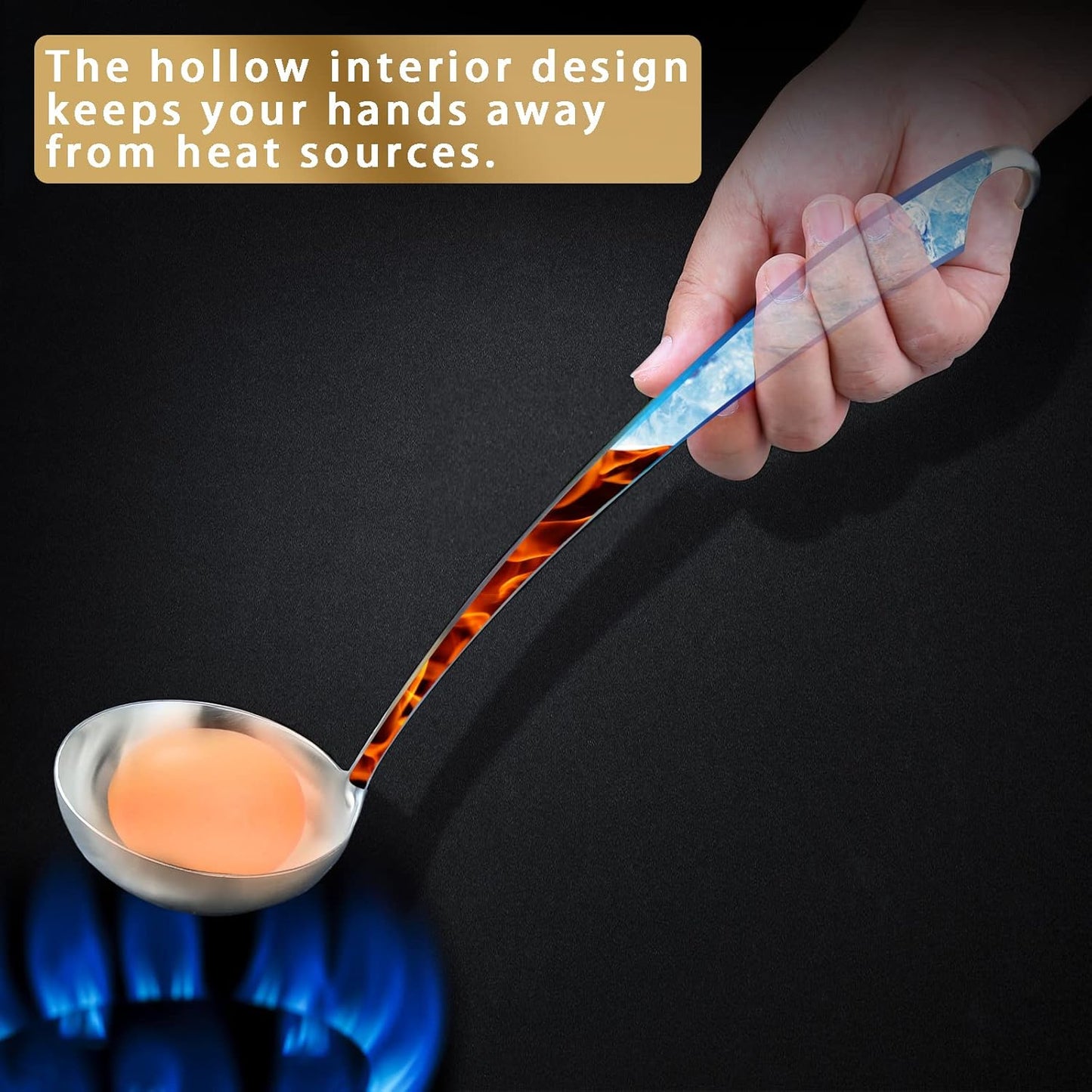 Kitchen Utensils,Contains Soup ladle,Spaghetti Claw,Wok Turner Shovel,Slotted Turner,Colander,Premium Stainless Steel,No rust,Dishwasher Safe (E.Soup Ladle)