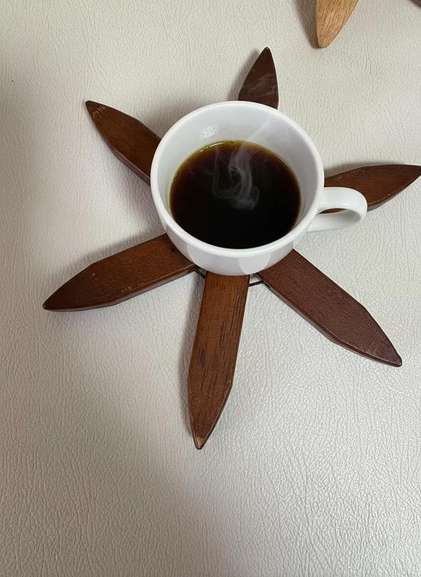 Wooden Tree Coasters with Holder,4 Wooden Trivets+1 Stand stored+1 Kitchen Cleaning Sponges+1 Oven Gloves Silicone Heat for Hot Dishes Decorative Christmas Tree Shape (Walnut Color-4 Layers)