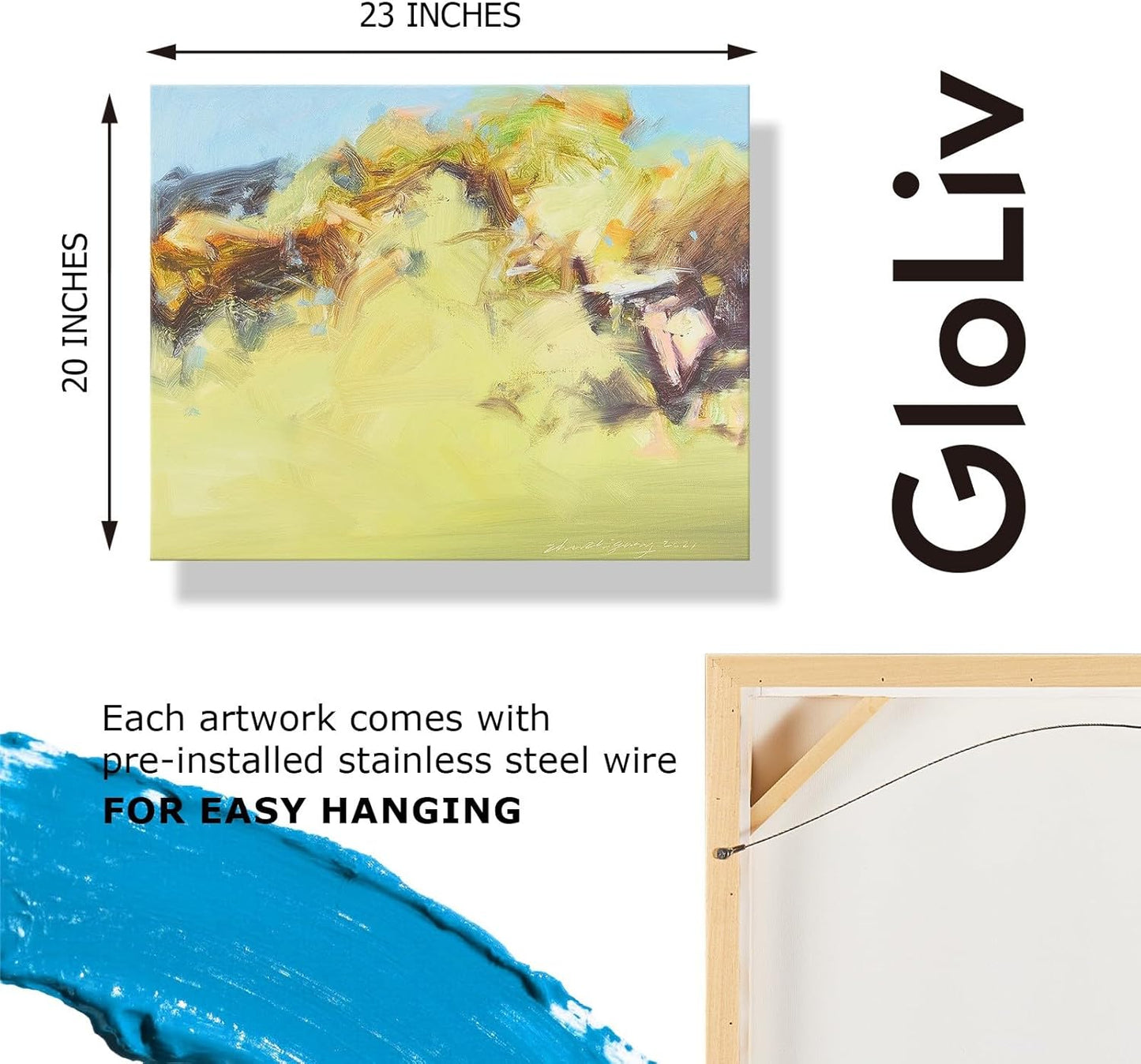 Gloliv Canvas Wall Art – Abstract Wall Decor Painting, Artist-Authorized Reproduction Canvas Prints, Modern Wall Art Decor for Living Room, Bedroom, or Office 23"x20"