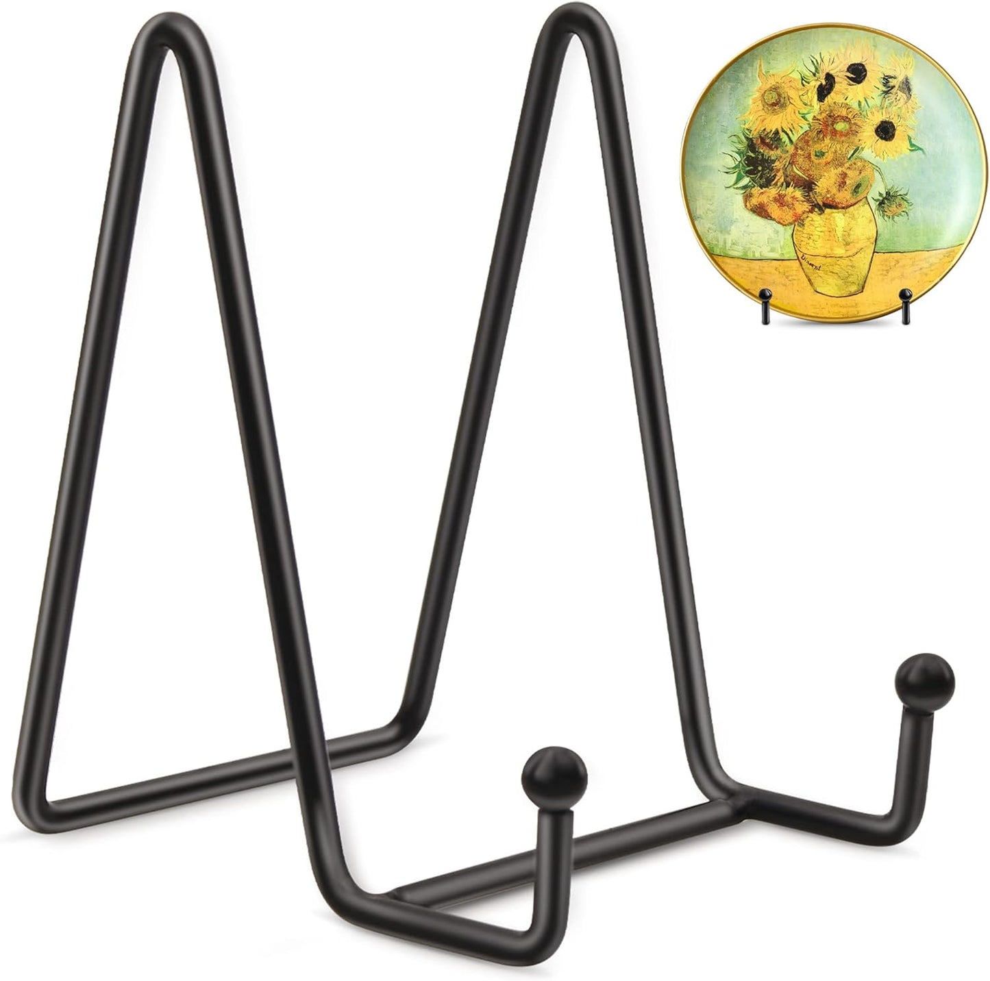 Mocoosy 2 Pack 4 Inch Plate Stands for Display - Black Iron Easel Plate Holder Display Stands Metal Frame Holder Stands for Pictures, Photo, Decorative Plate Dish and Tabletop Art