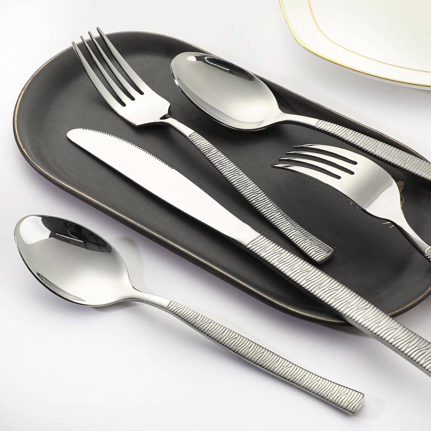 40-Piece Silverware Set Stainless Steel Flatware Set for 8,Dinner Knives Forks and Spoons Silverware Set Cutlery Utensil Set for Home,Kitchen,Restaurant,Hotel