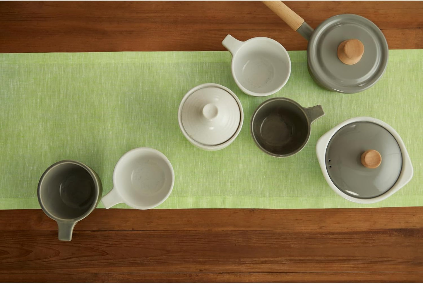 Solino Home Linen Table Runner 108 Inches Long - Athena, 100% Pure Linen Chambray Lime Green Dining Table Runner 14 x 108 Inch