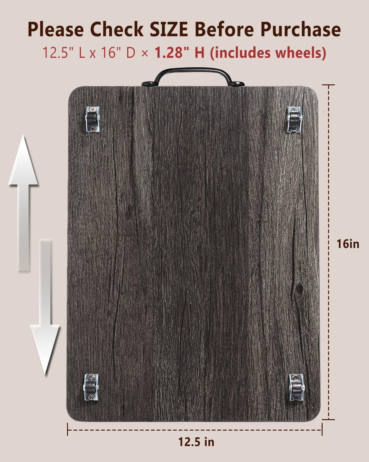 Appliance Slider, Sliding Tray for Coffee Maker, Coffee Pot Slider for Countertop, Kitchen Appliance Rolling Tray with Rubber Wheels,Large - Long, Deep Gray (12.5” x 16”)