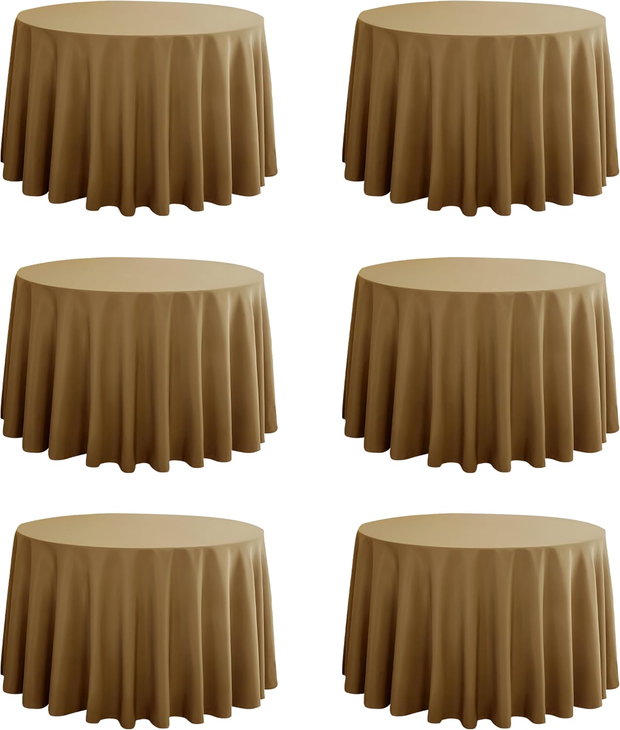 6-Pack Round 90-inch Coffee Table Cloths, Solid Stain and Wrinkle Resistant Circular Tablecloth, Premium Plain Weave Polyester Fabric Table Linen Covers for Hotel, Banquet