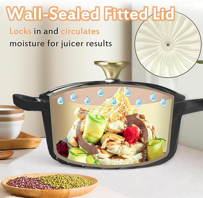 Enameled Cast Iron Sauce Pan, 2 Quart Enameled Saucepan with Lid, Mini Dutch Oven Enamel Saucepan for Cooking Pasta Sauce, Gravy, Puddings, Marinate, Boiling (Black)